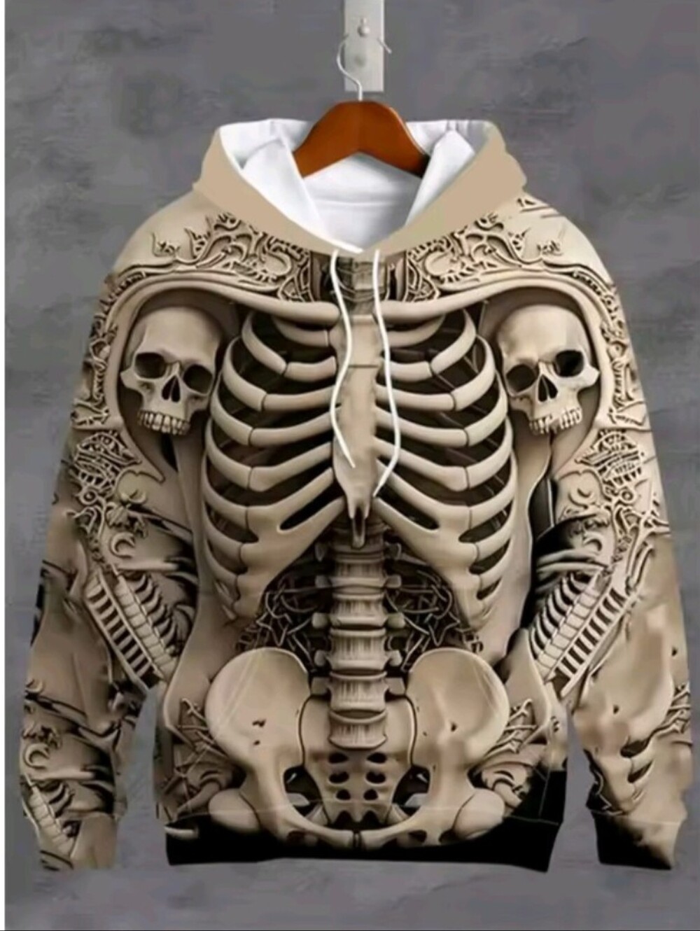 Men's Vintage Sweater 3D Skull Graphic Printed Casual Hoodie